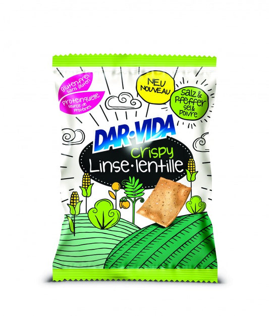 DAR-VIDA Crispy Lentilles Sel & Poivre, 50g