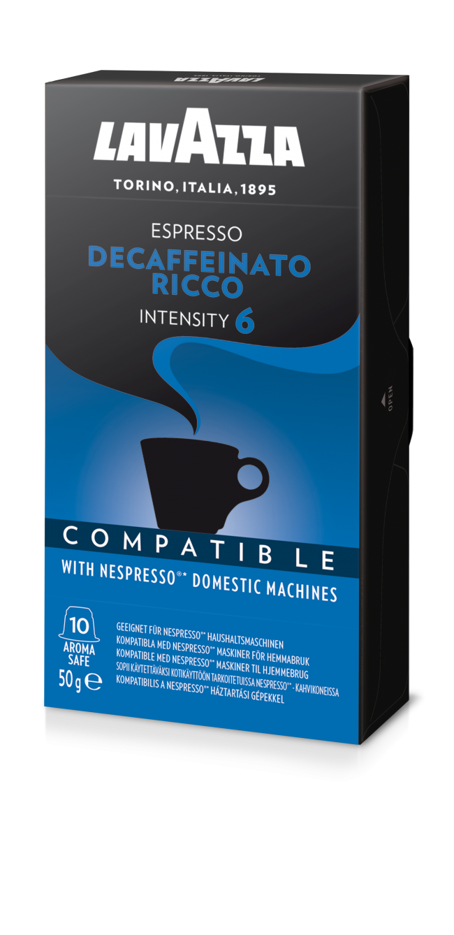 Lavazza Decaf Ricco 10 pour 8 capsules Nespresso** Compatibles