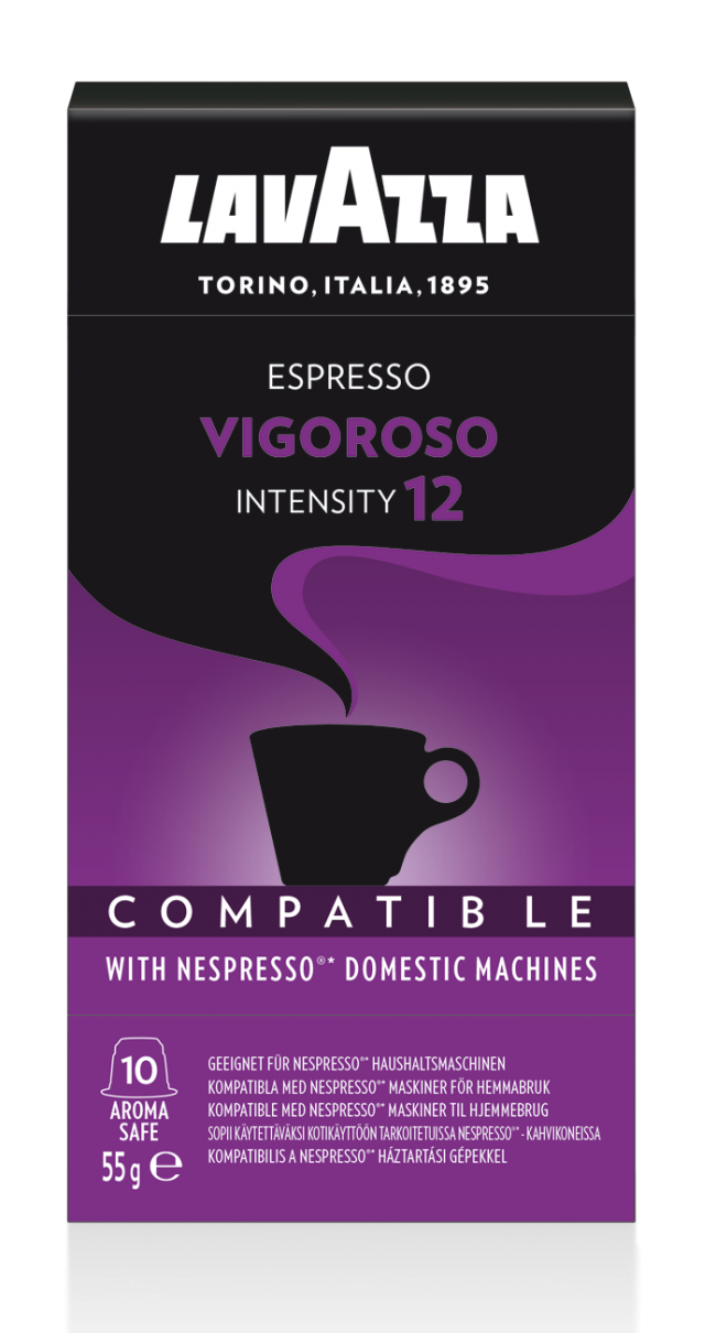 Lavazza Espresso Vigoroso, 10 Capsules Compatible with Nespresso