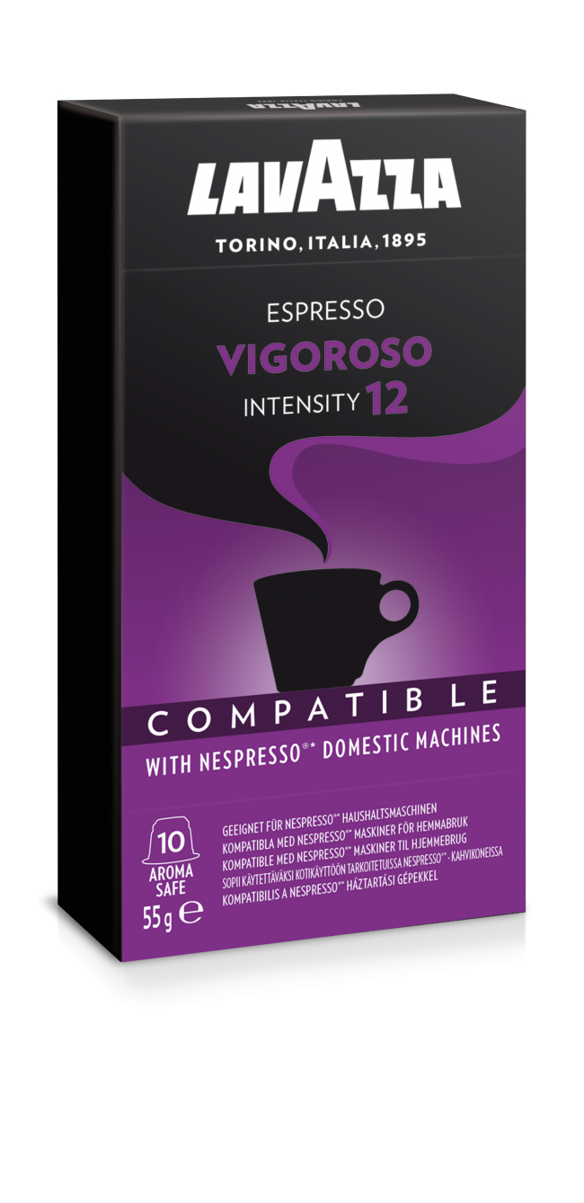 Lavazza Espresso Vigoroso, 10 Capsules Compatible with Nespresso®** Machines